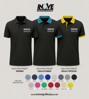 Camisa Polo Uniforme Cores DTF 10x10 / A4 / A3 Frente e Verso   Logo Frente e Estampa Maior Verso