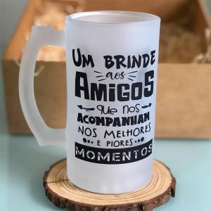 Caneca Jateada de Chopp 475ml + Caixa Vidro Jateado    Sublimação 